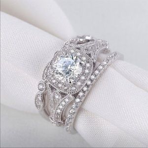 Sterling Silver Engagement Ring Set